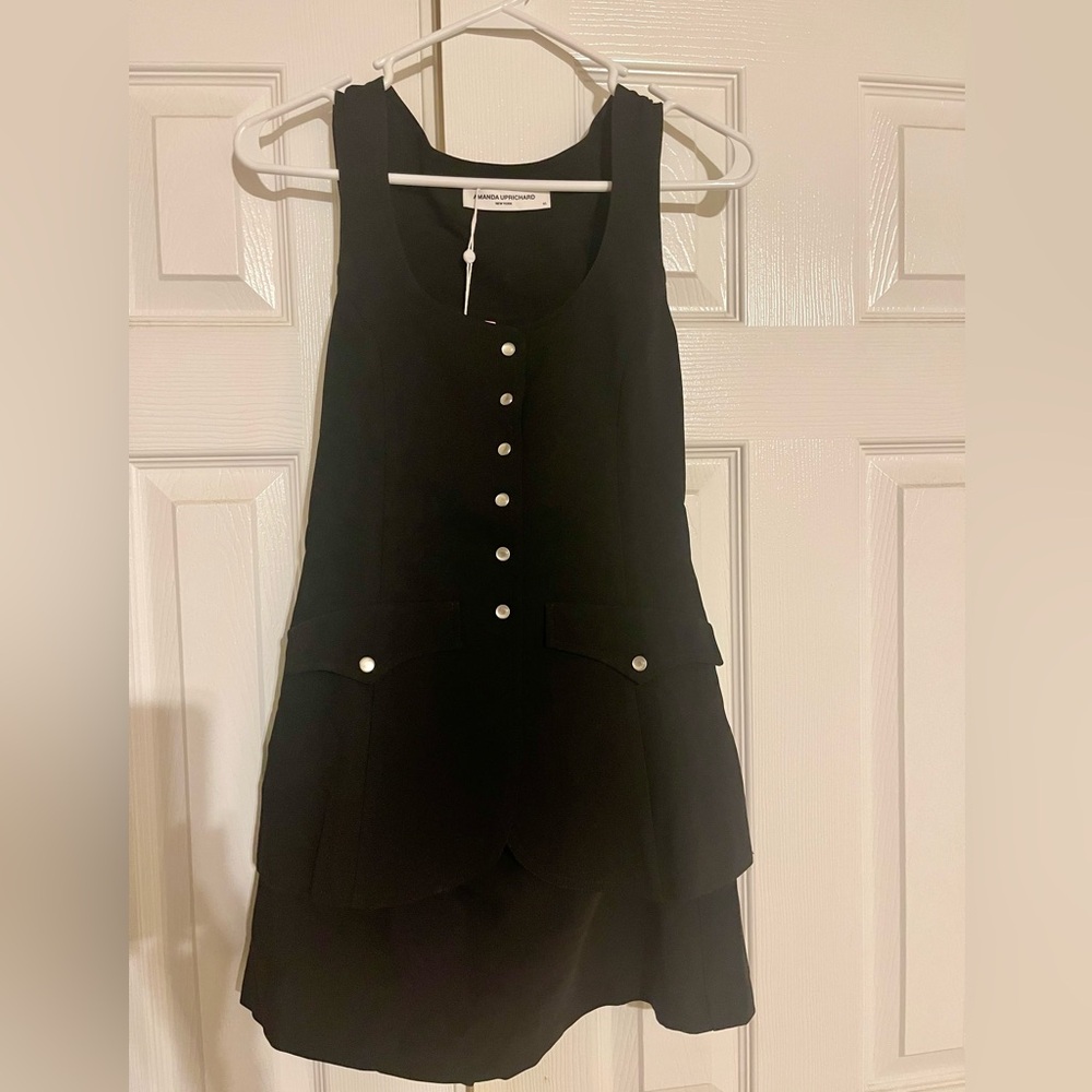 Amanda Uprichard Black romper with Button Details size XS NWT